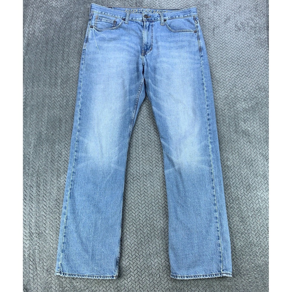 American Eagle Relaxed Jeans Mens 36x36 (Fits 38x34) Blue Straight Leg Faded